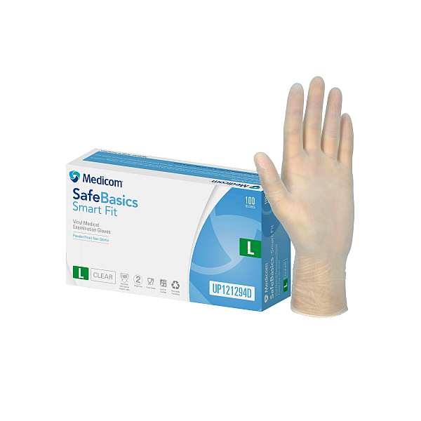 GLOVE EXAM VINYL P/F SAFEBASICS LARGE (100)