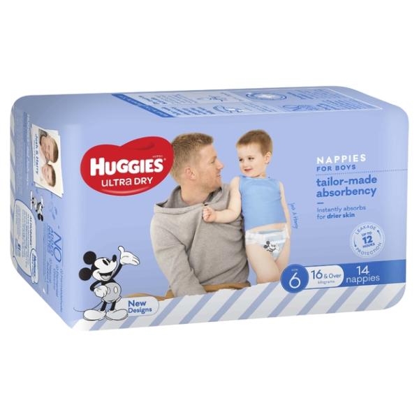 HUGGIES U/DRY NAPPIES BOY 16+ KG (4X14)