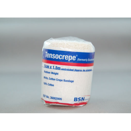 BANDAGE TENSOCREPE 5CM WHITE MED WEIGHT (12)