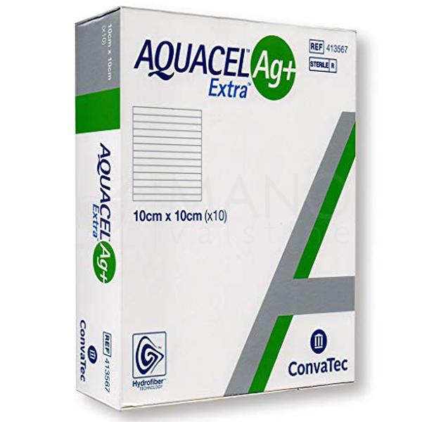 AQUACEL AG+ EXTRA 10X10CM HYDROFIBER (10)