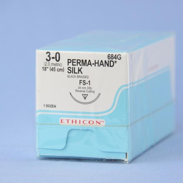 SUTURE SILK 3/0 ETHICON 24MM 45CM 12'S