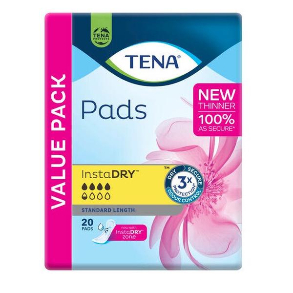 TENA PADS INSTADRY STAND LENGTH (20PK X 6)