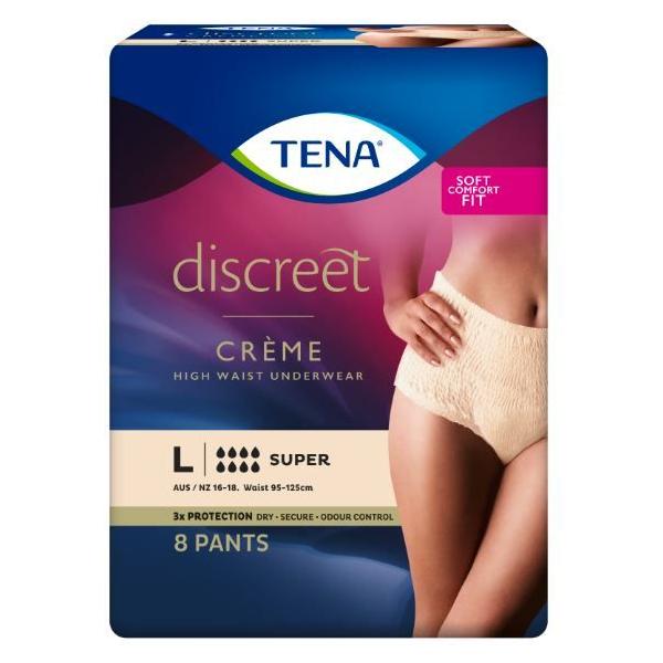 TENA WOMEN DISCREET LGE PANTS SUPER CREME (8X2)