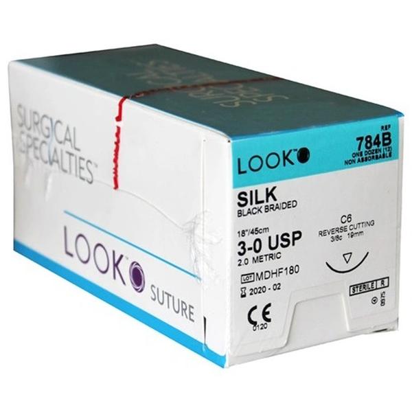 SUTURE SILK 3/0 LOOK 19MM 45CM (12)