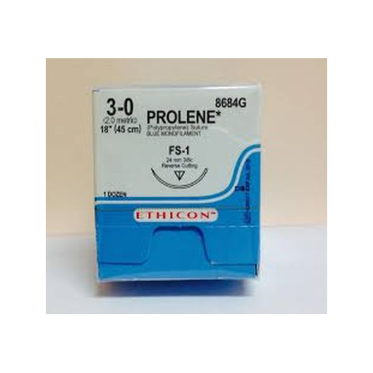 SUTURE POLYPROPYLENE 3/0 ETHICON 24MM PROLENE(12)