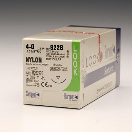 SUTURE NYLON 4/0 19MM 45CM LOOK (12)