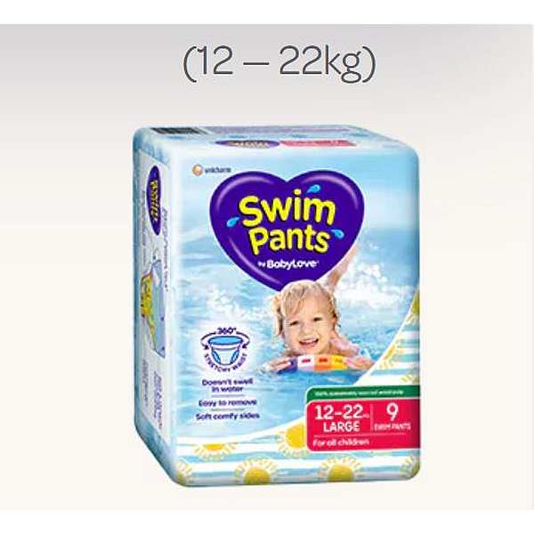 BABYLOVE SWIM PANTS LGE 12-22KG (9/PK X 3)