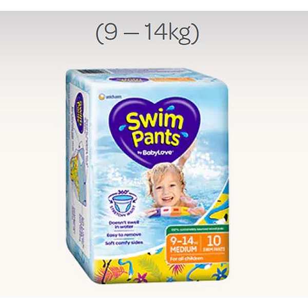 BABYLOVE SWIM PANTS MED 9-14KG (10/PK X 3)