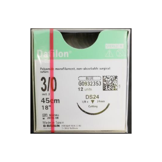 SUTURE DAFILON 3/0 24MM 45CM NON-ABSORB (12)