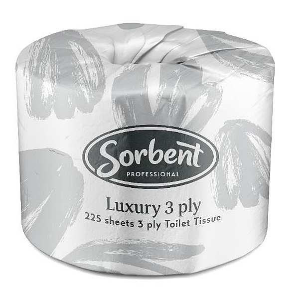 TOILET ROLL 3PLY SORBENT LUXURY 225SHEET/RL      