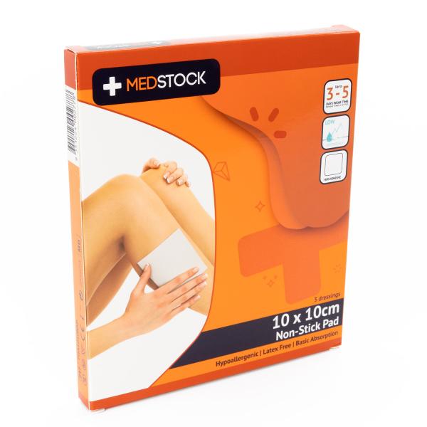 NON-STICK PAD MEDSTOCK DRESSING 10X10CM PACK(3)