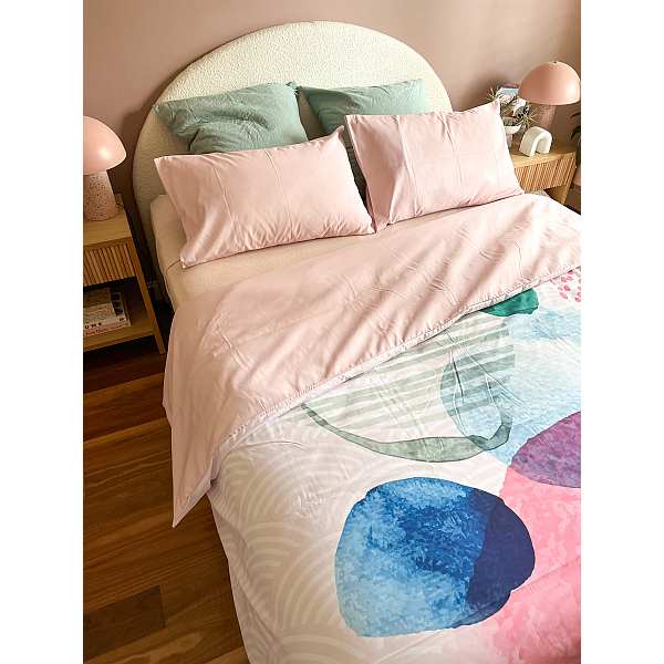 SD QUILT COVER SET SINGL LUNABLOOM PINK D/BREATHE